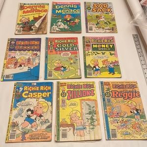 Vintage Lot of 9 Harvey World Comics! Dennis the Menace, Richie Rich & Sad Sack!